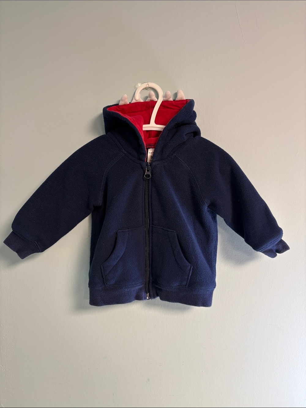 Carter’s Shark Hooded Navy Blue Zip Up Sweatshirt, Baby Boy Size 9months